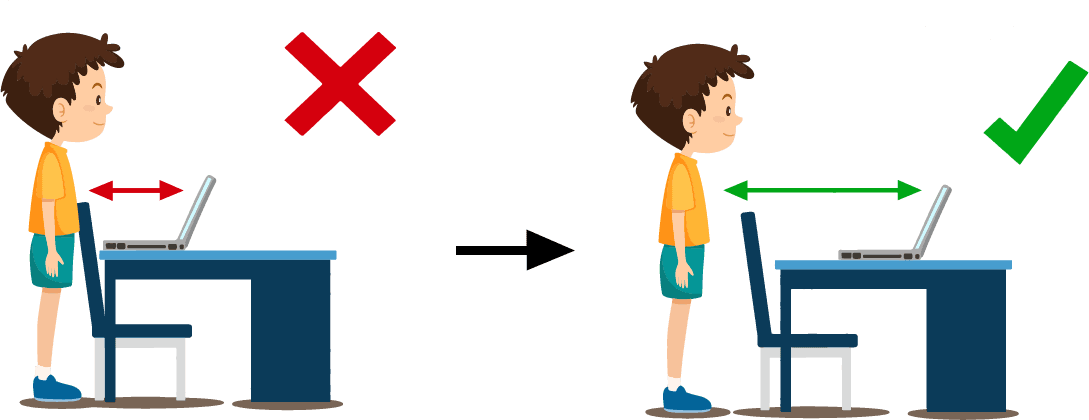 Find den rette afstand til computeren: